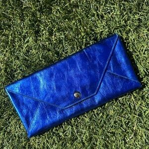Sobella Metallic Blue Leather Wallet Clutch